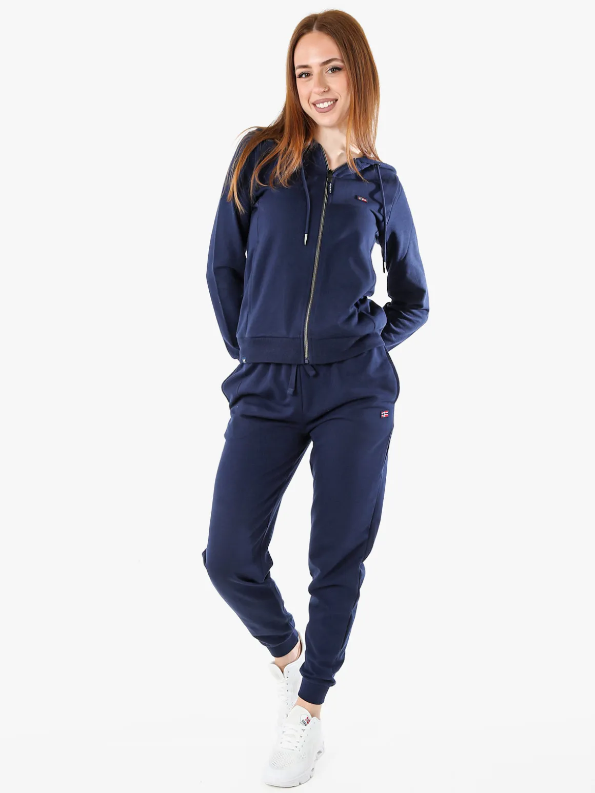 Norway Felpa donna full zip con cappuccio - blu scuro