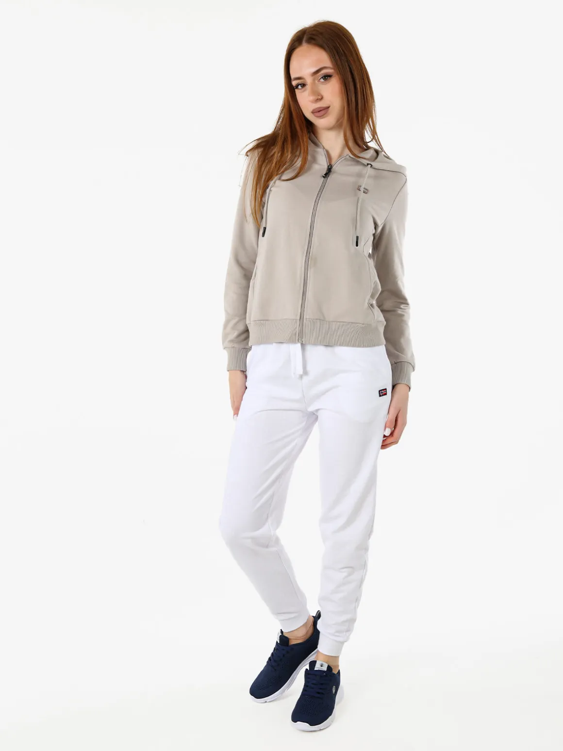 Norway Felpa donna full zip con cappuccio - sabbia