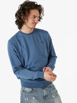 Norway Felpa girocollo da uomo in misto cotone con logo - blu