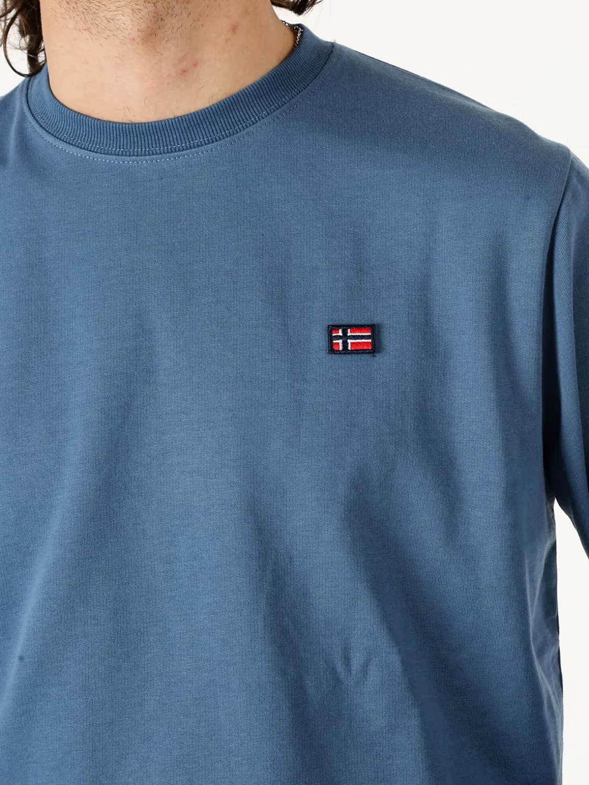 Norway Felpa girocollo da uomo in misto cotone con logo - blu