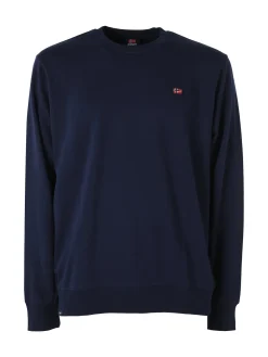 Norway Felpa girocollo da uomo in misto cotone con logo - blu scuro