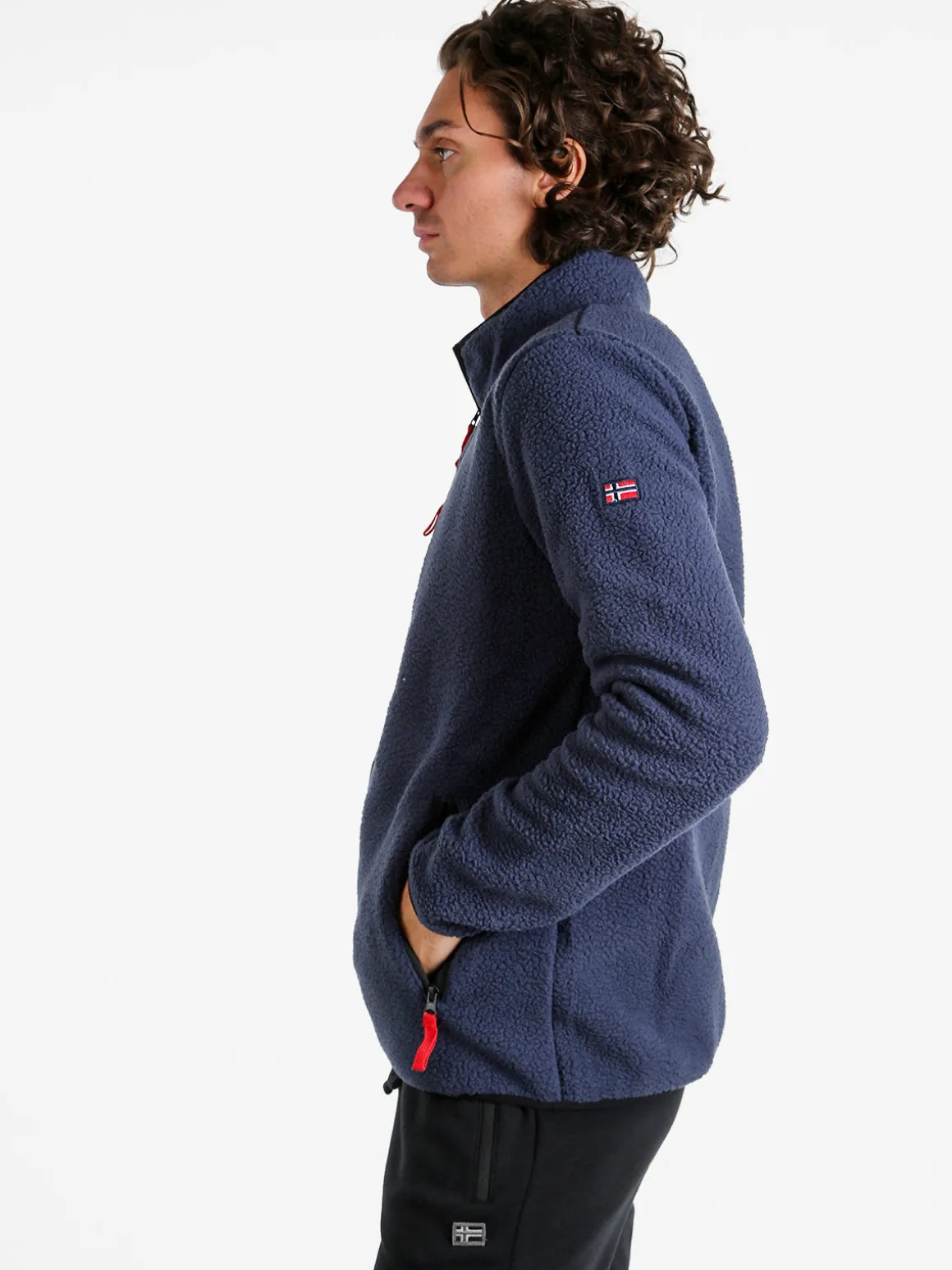 Norway Felpa in pile da uomo con zip intera - blu scuro