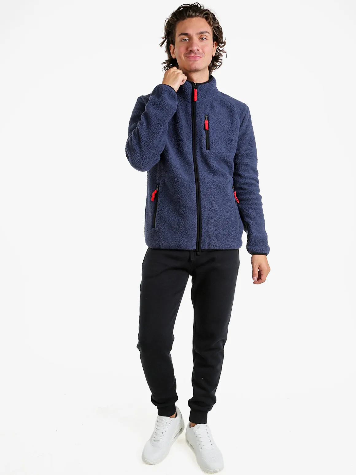 Norway Felpa in pile da uomo con zip intera - blu scuro