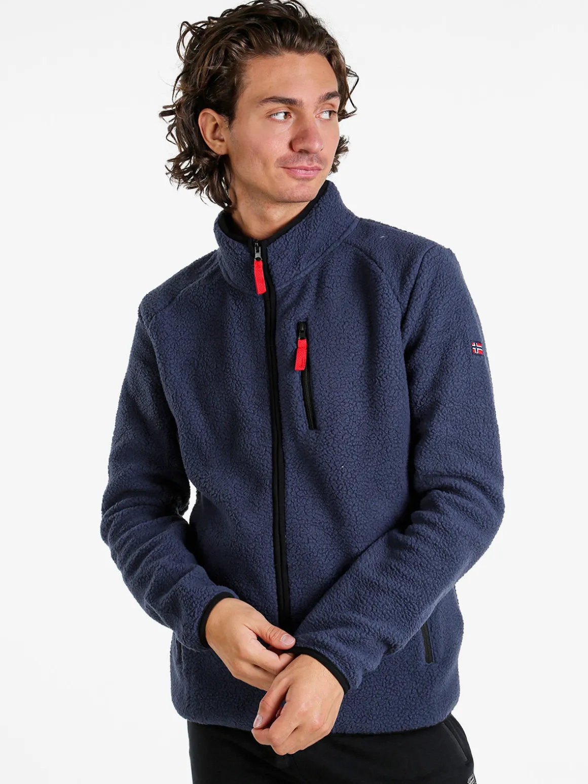 Norway Felpa in pile da uomo con zip intera - blu scuro