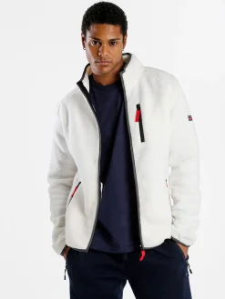 Norway Felpa in pile da uomo con zip intera - bianco