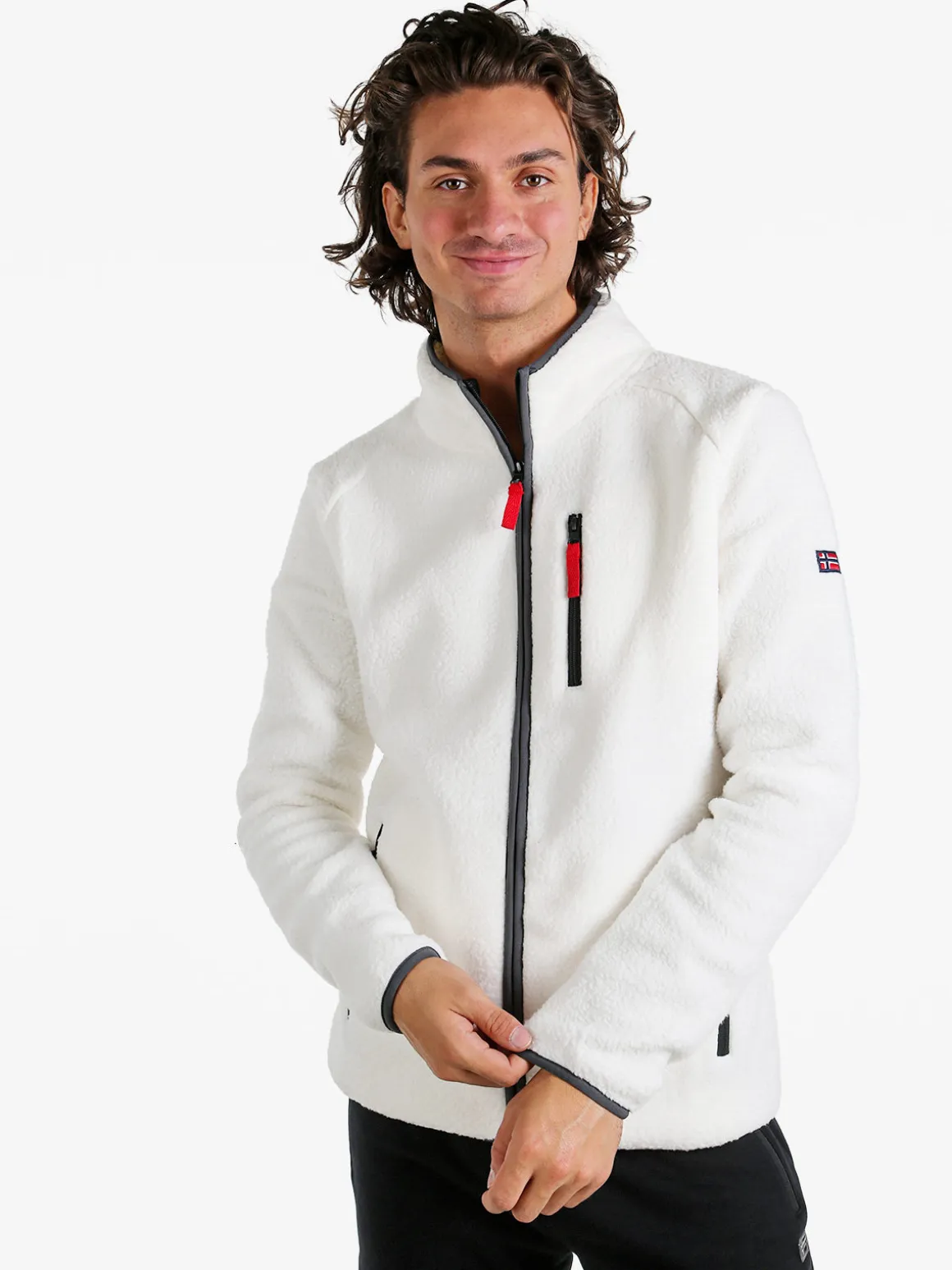 Norway Felpa in pile da uomo con zip intera - bianco