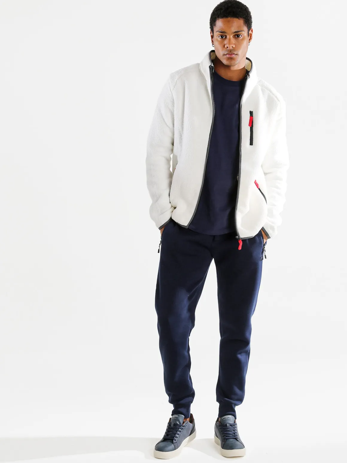 Norway Felpa in pile da uomo con zip intera - bianco