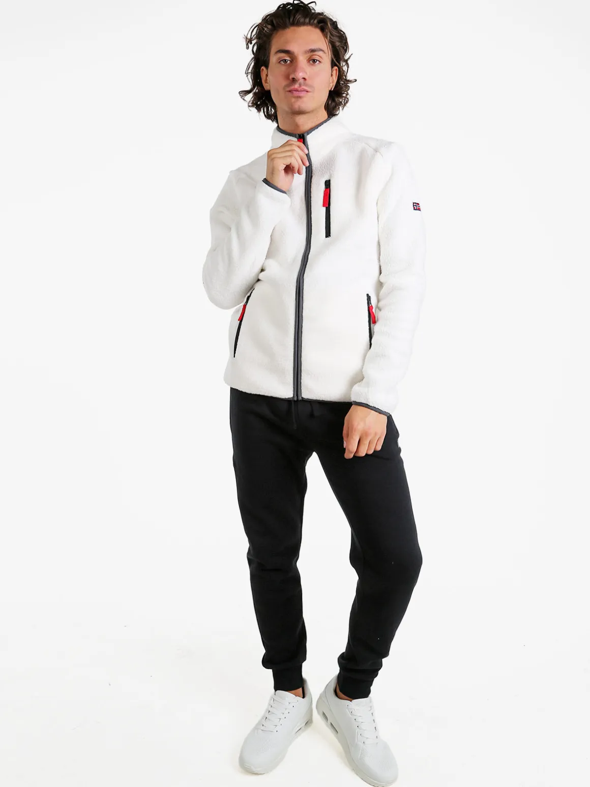 Norway Felpa in pile da uomo con zip intera - bianco