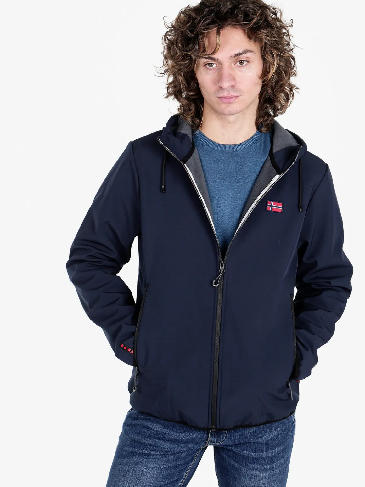 Norway Giacca impermeabile da uomo con cappuccio e interno in pile