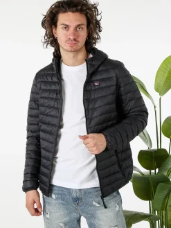 Norway Giubbino da uomo modello 100 grammi con cappuccio e zip - nero