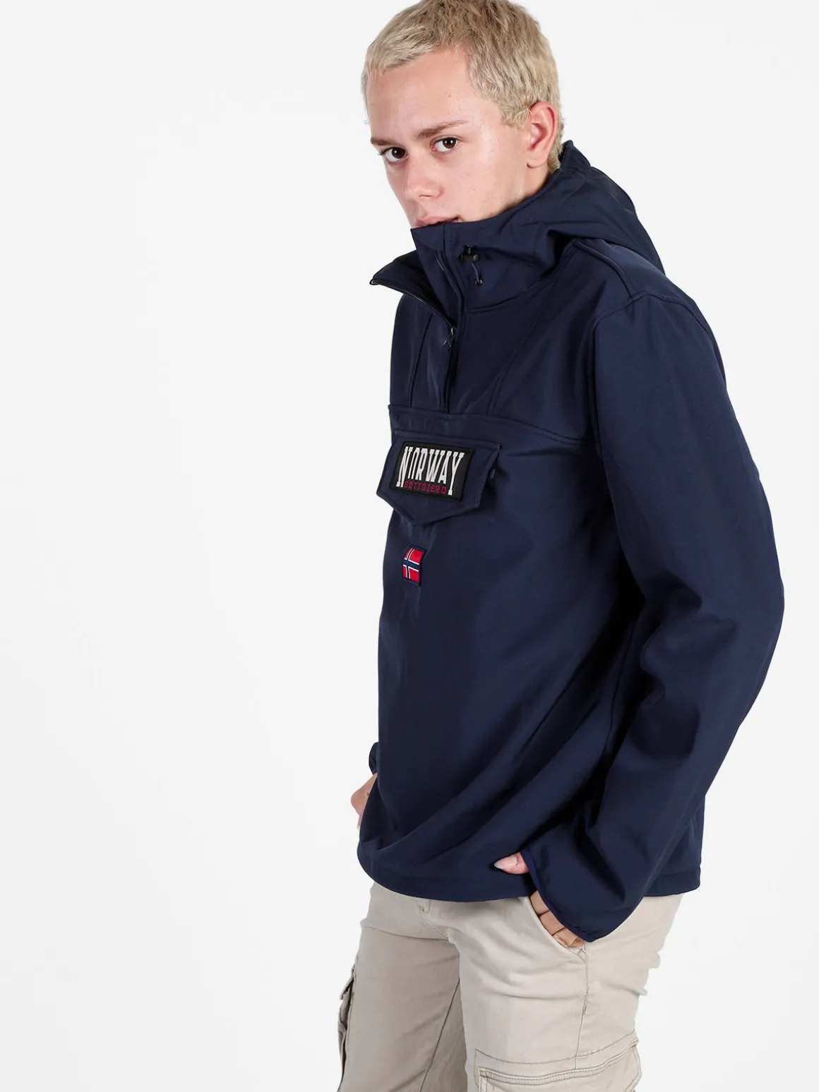 Norway Giubbotto da uomo a mezza zip con cappuccio