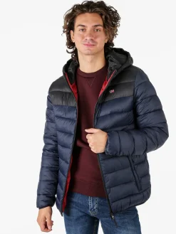 Norway Giubbotto imbottito da uomo con cappuccio e zip - blu scuro