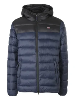 Norway Giubbotto imbottito da uomo con cappuccio e zip - blu scuro
