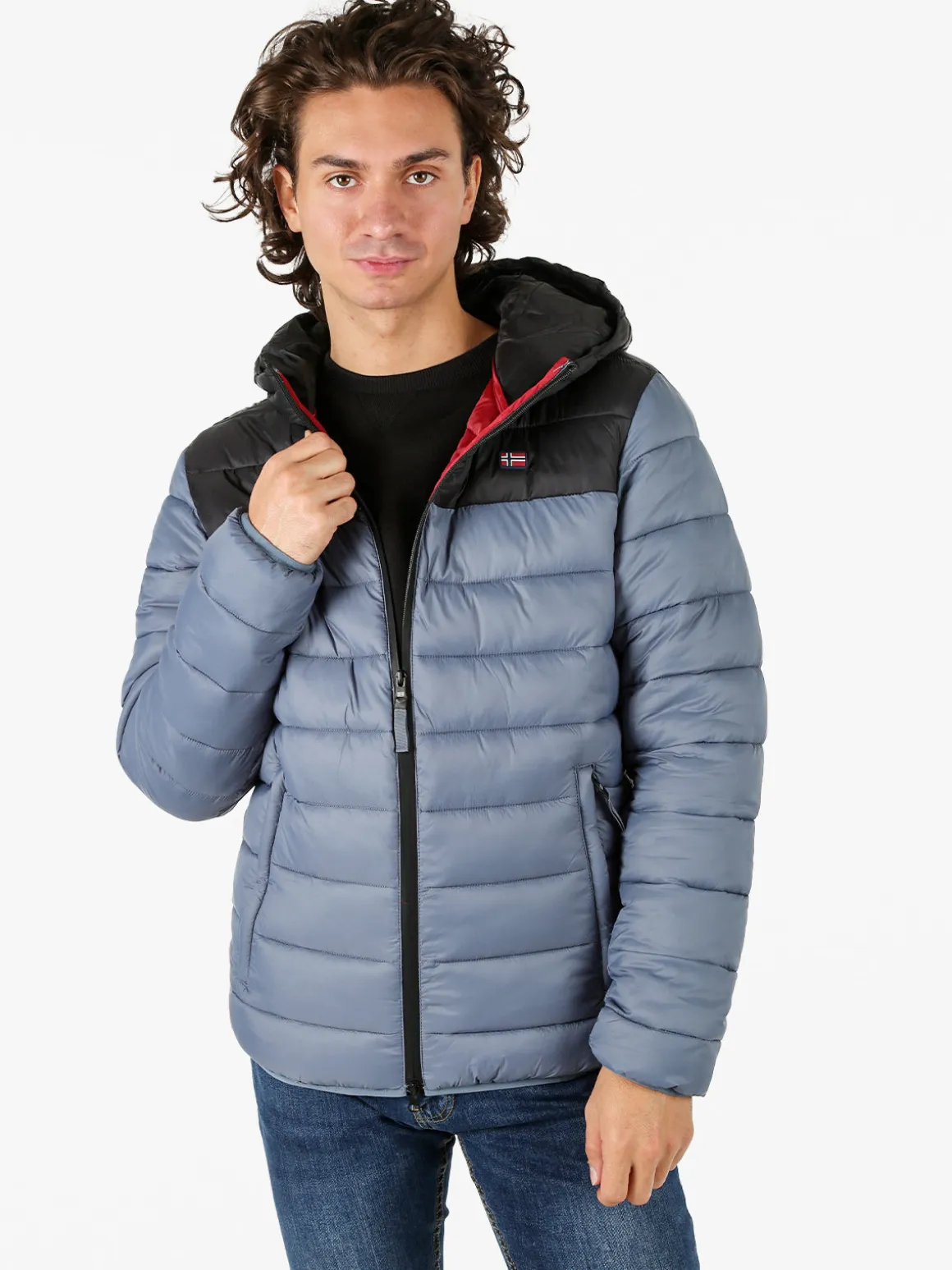 Norway Giubbotto imbottito da uomo con cappuccio e zip - cielo