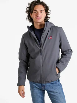 Norway Giubbotto impermeabile da uomo con cappuccio e zip - grigio scuro