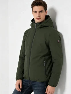 Norway Giubbotto impermeabile da uomo con cappuccio e zip - militare