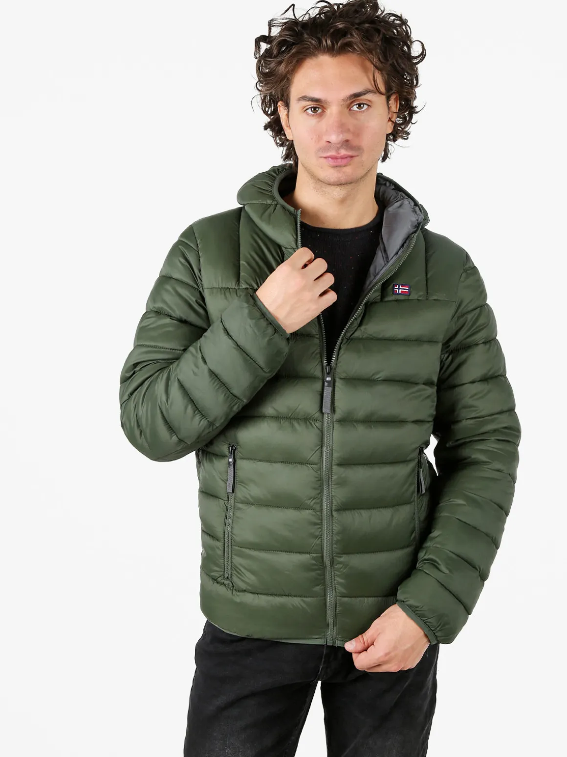 Norway Giubbotto piumino da uomo con cappuccio e zip - blu scuro