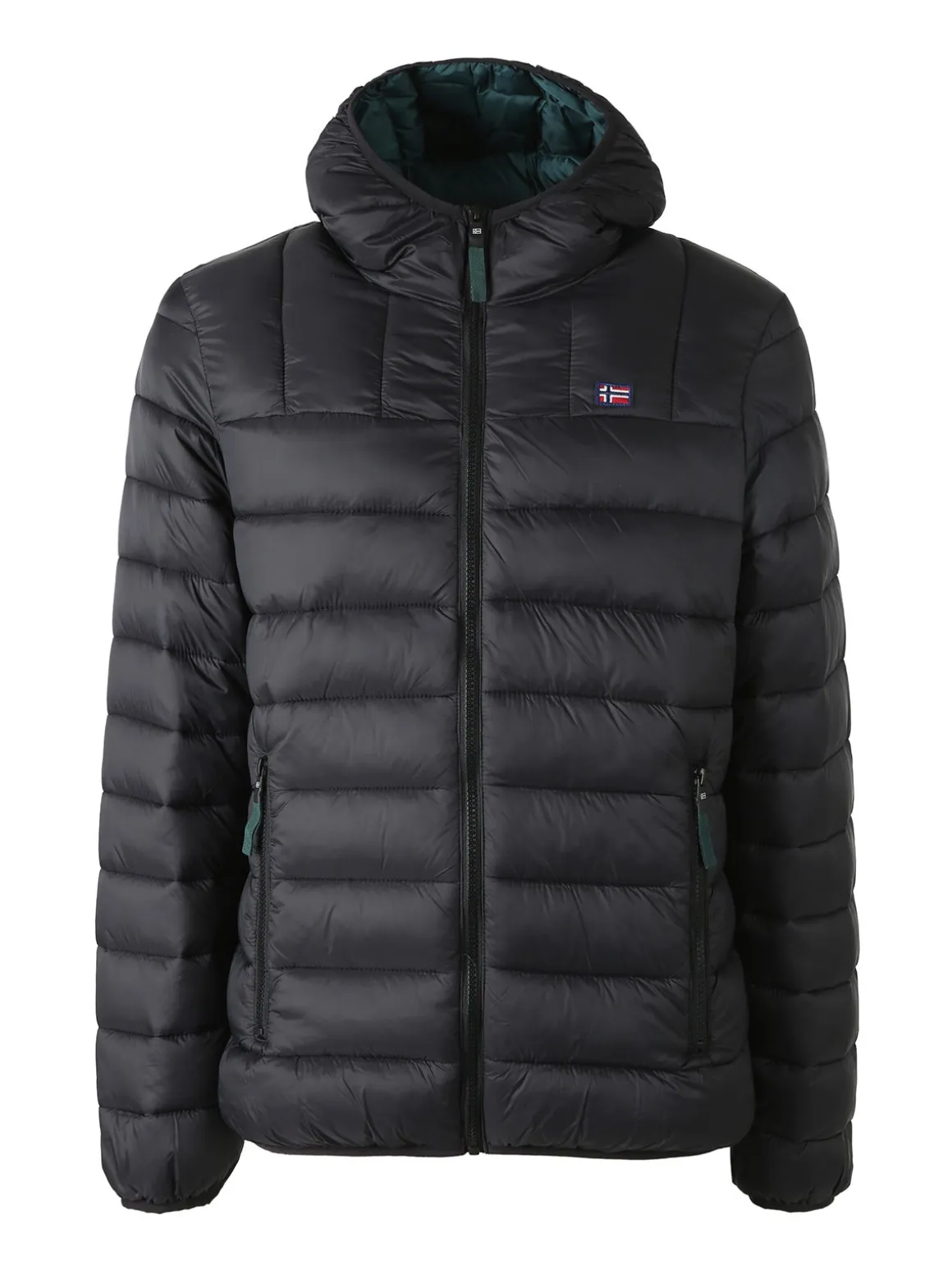Norway Giubbotto piumino da uomo con cappuccio e zip - nero