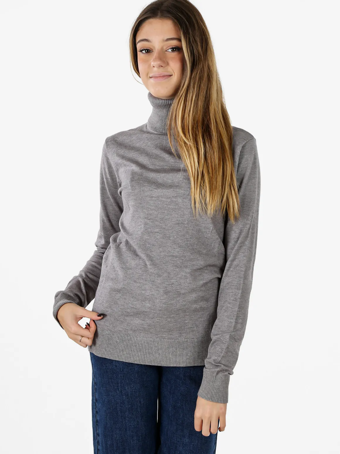 Norway Maglia dolcevita donna in tinta unita - grigio