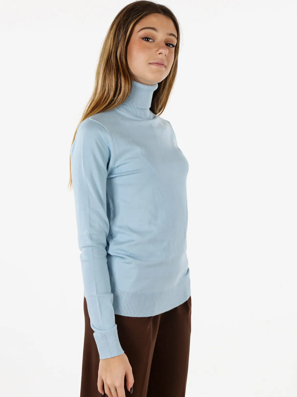 Norway Maglia dolcevita donna in tinta unita - azzurro
