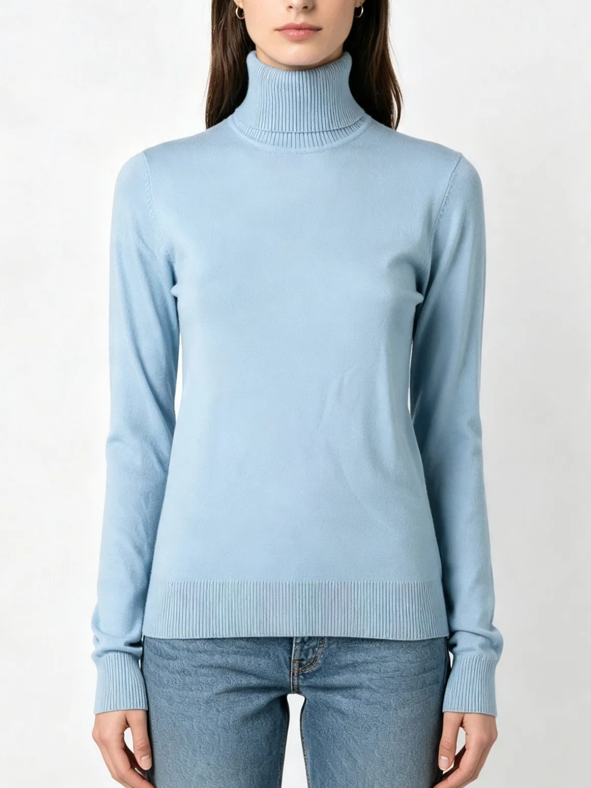 Norway Maglia dolcevita donna in tinta unita - azzurro