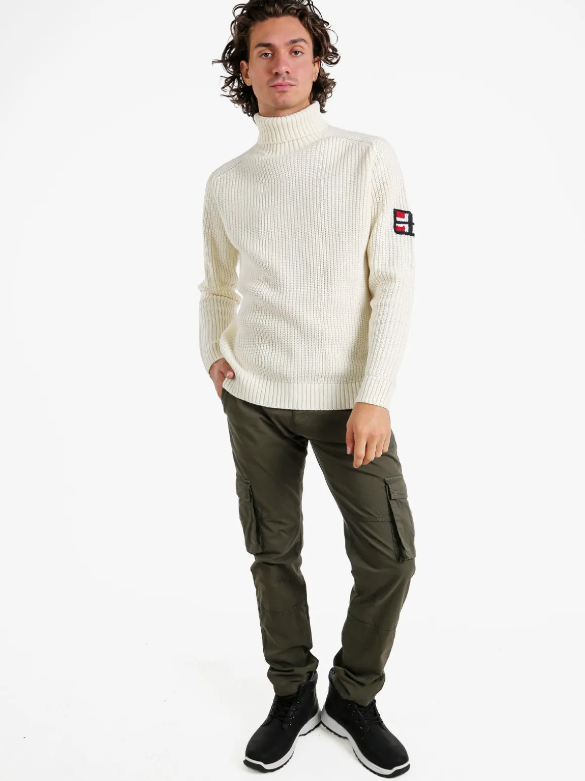Norway Maglione dolcevita da uomo in misto lana - panna