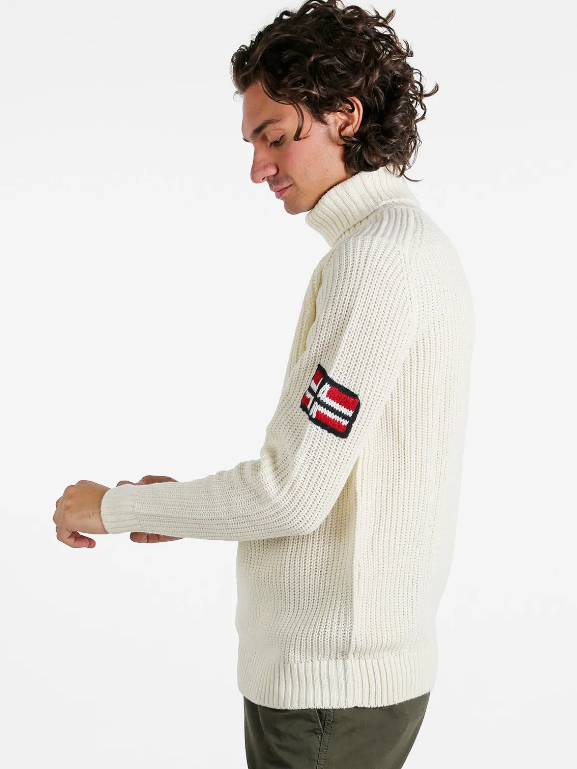 Norway Maglione dolcevita da uomo in misto lana - panna