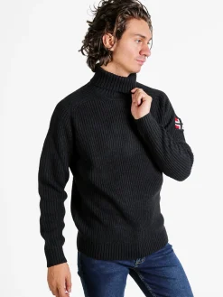 Norway Maglione dolcevita da uomo in misto lana - blu scuro