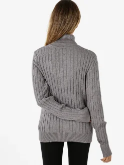 Norway Maglione dolcevita donna a trecce - grigio