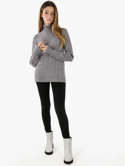 Norway Maglione dolcevita donna a trecce - grigio