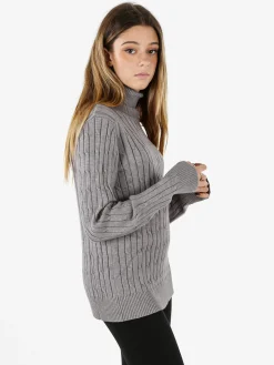 Norway Maglione dolcevita donna a trecce - grigio