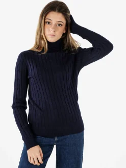 Norway Maglione dolcevita donna a trecce - blu scuro