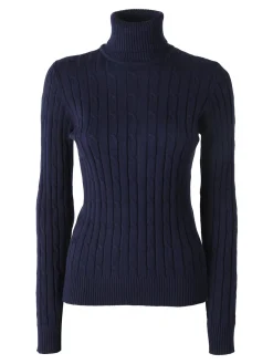 Norway Maglione dolcevita donna a trecce - blu scuro