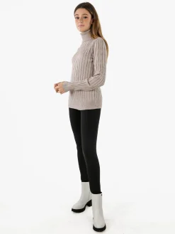 Norway Maglione dolcevita donna a trecce - sabbia