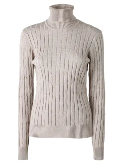 Norway Maglione dolcevita donna a trecce - sabbia