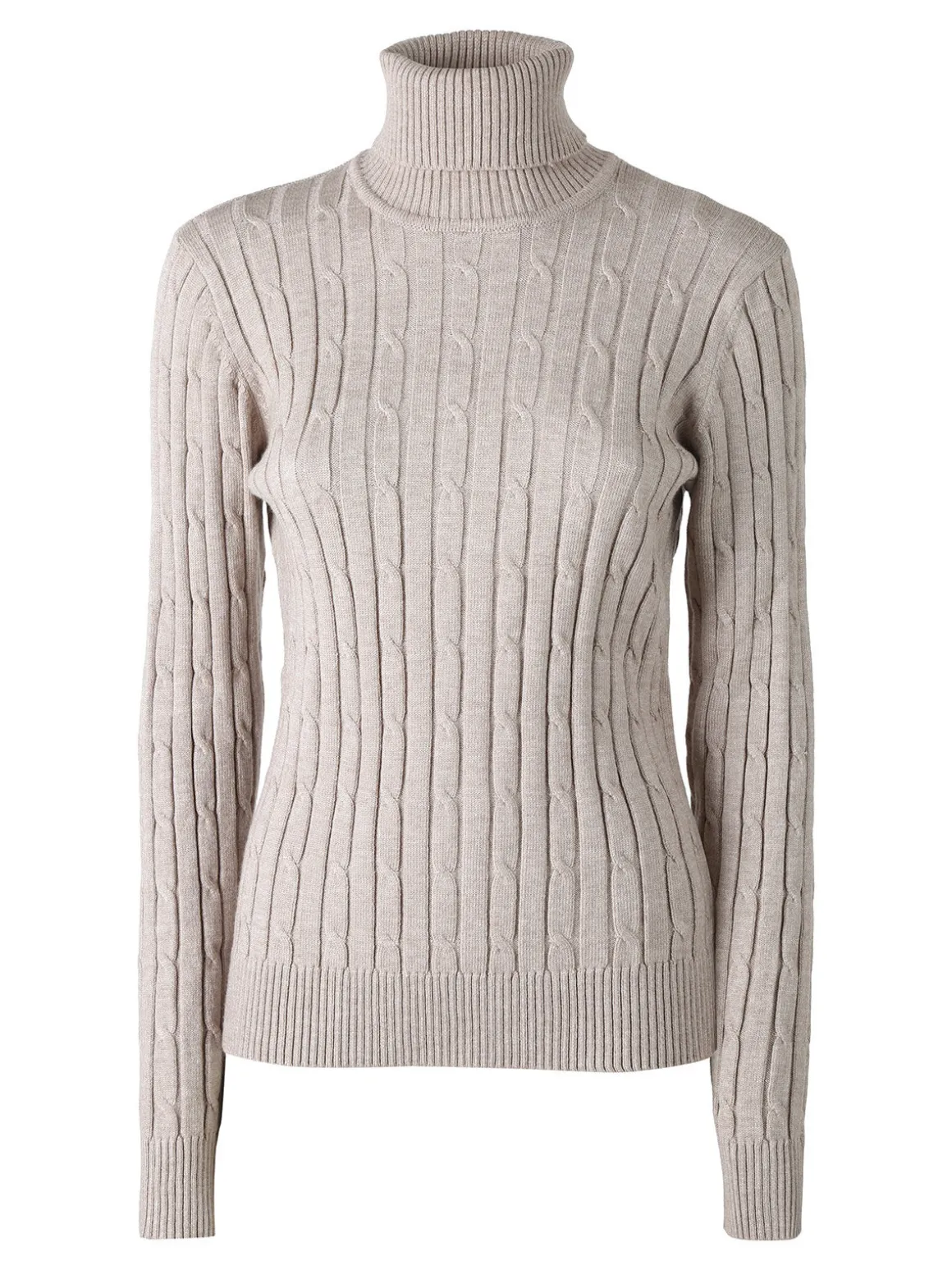 Norway Maglione dolcevita donna a trecce - sabbia