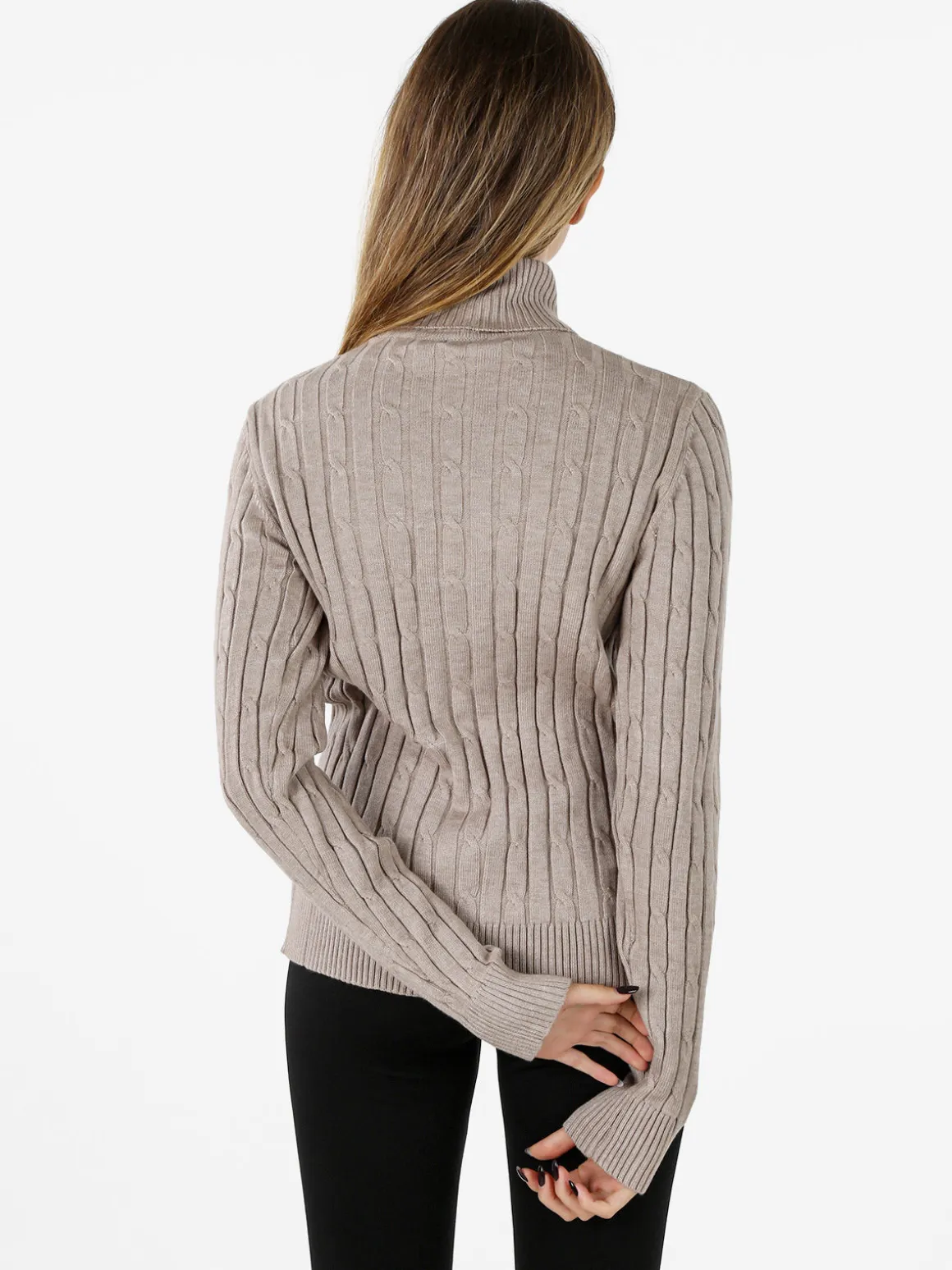 Norway Maglione dolcevita donna a trecce - sabbia