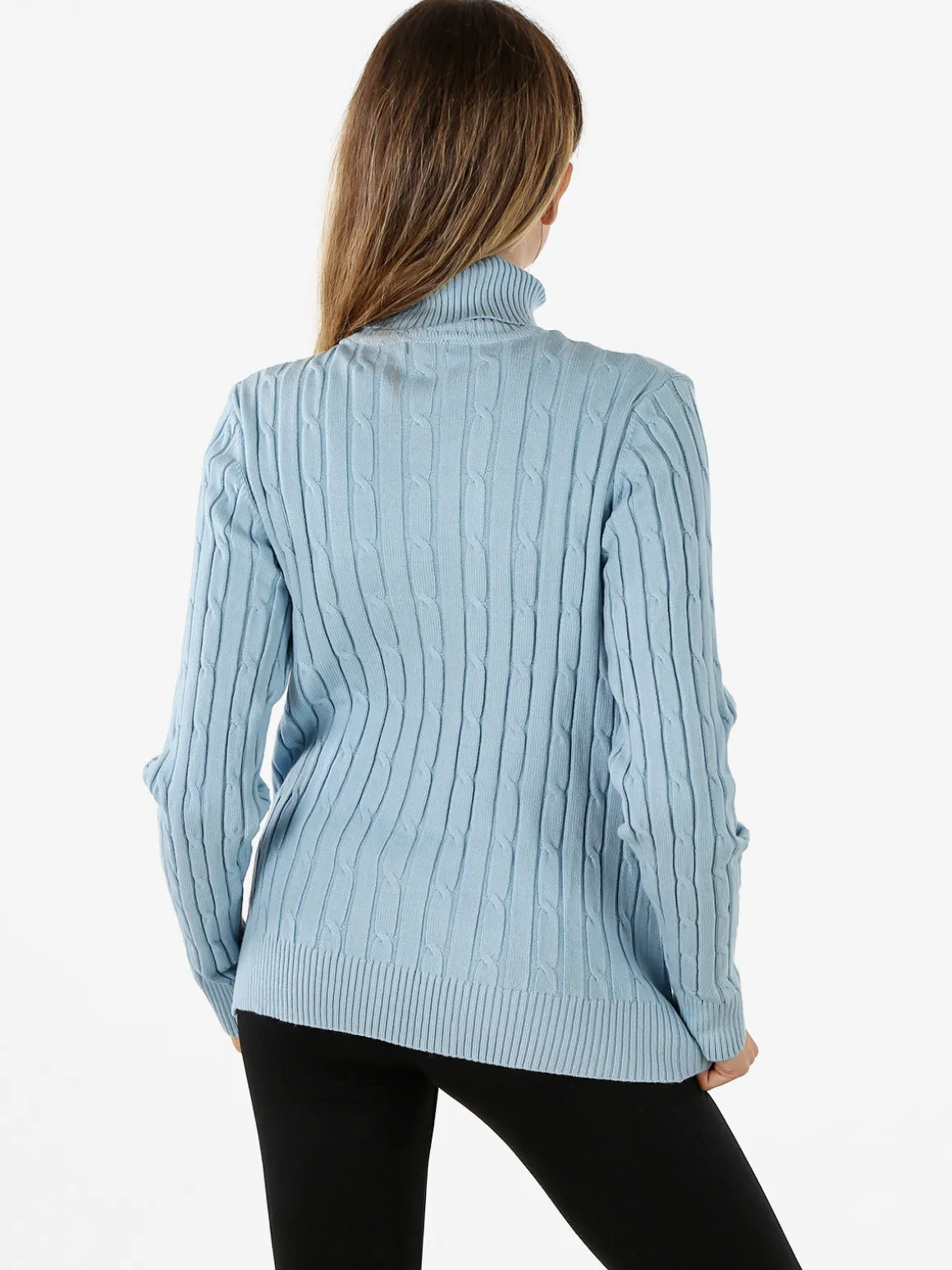 Norway Maglione dolcevita donna a trecce - azzurro