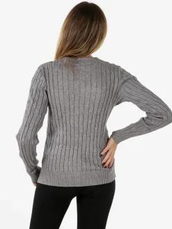Norway Maglione girocollo da donna a trecce - grigio