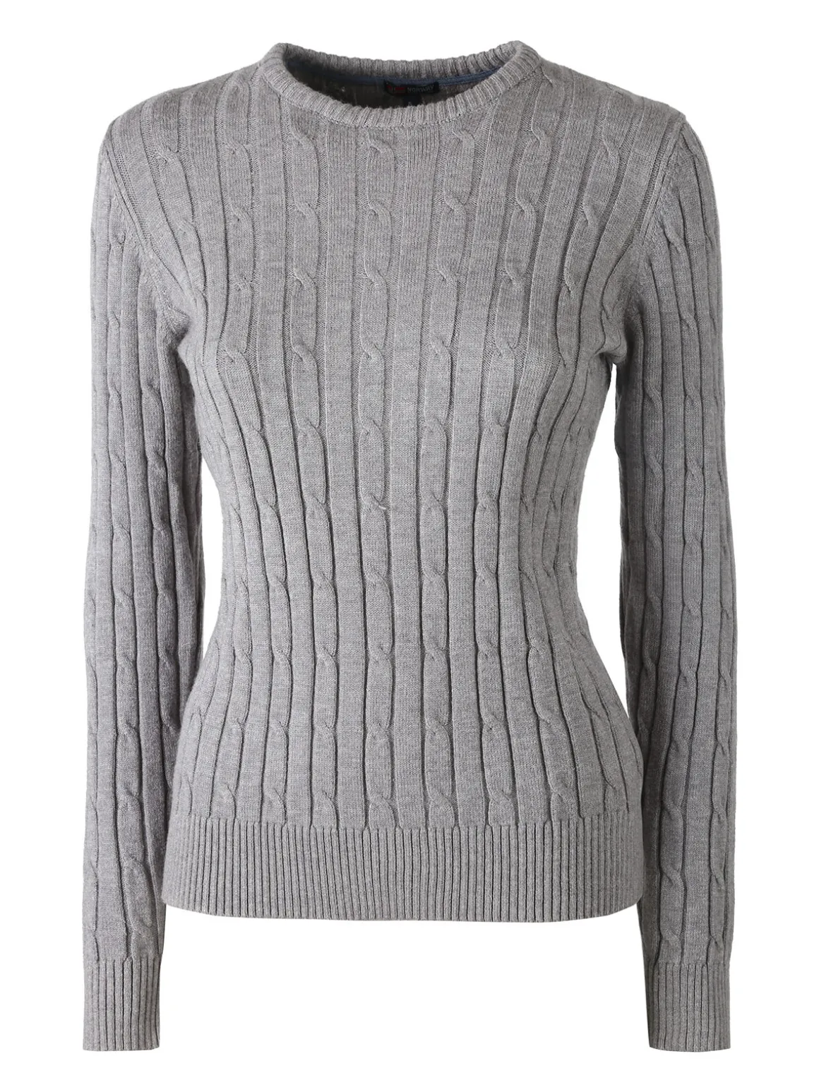 Norway Maglione girocollo da donna a trecce - grigio