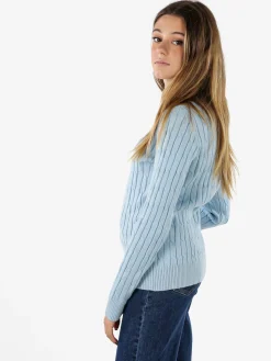 Norway Maglione girocollo da donna a trecce - azzurro