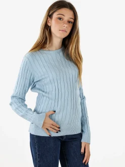 Norway Maglione girocollo da donna a trecce - azzurro