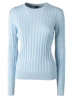 Norway Maglione girocollo da donna a trecce - azzurro