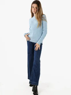 Norway Maglione girocollo da donna a trecce - azzurro