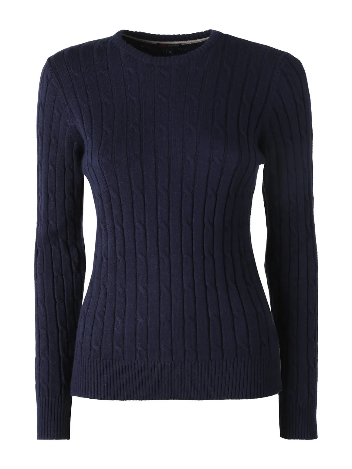 Norway Maglione girocollo da donna a trecce - blu scuro