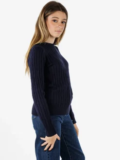 Norway Maglione girocollo da donna a trecce - blu scuro