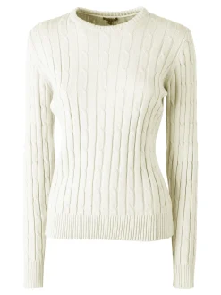 Norway Maglione girocollo da donna a trecce - panna