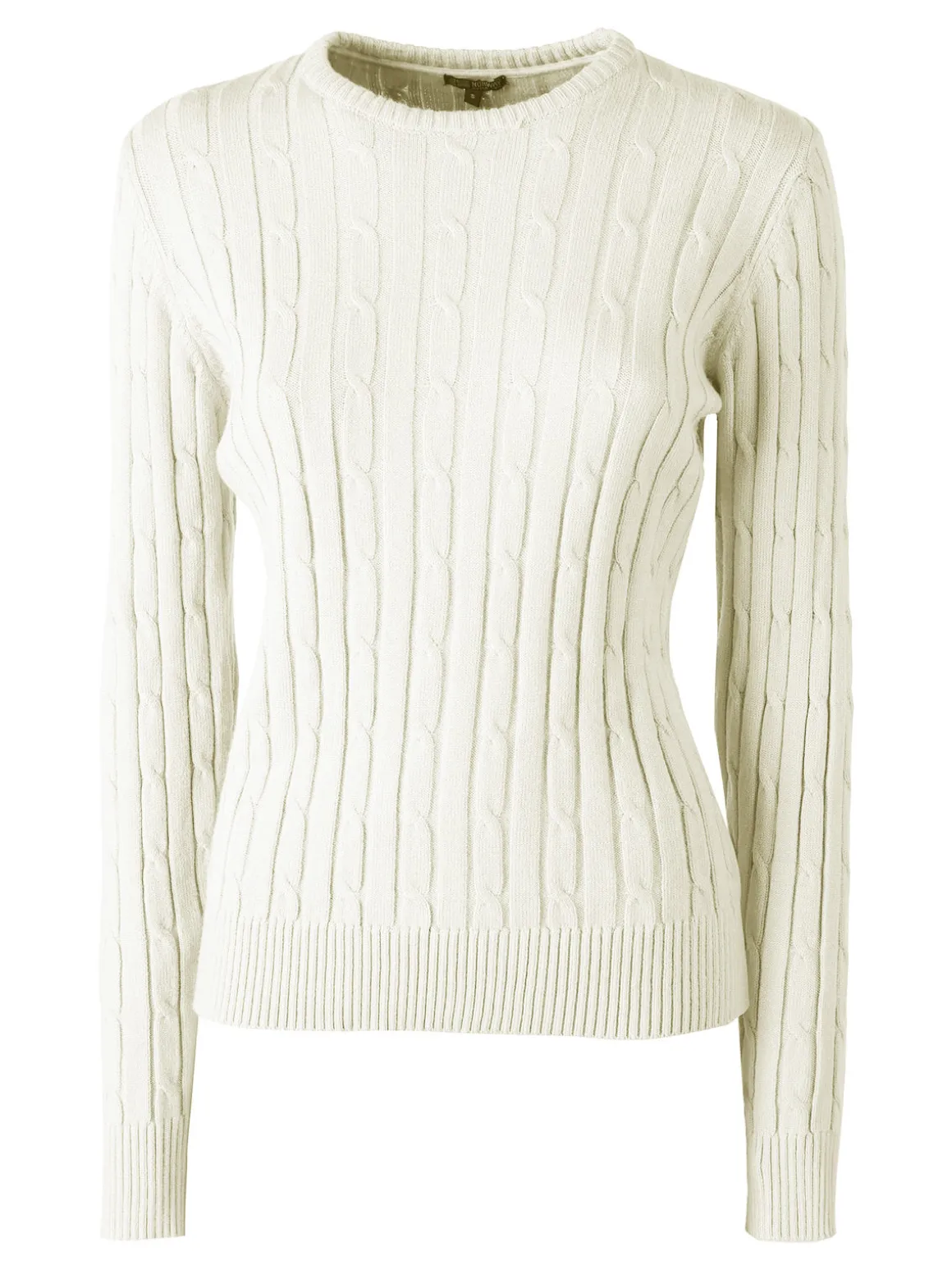 Norway Maglione girocollo da donna a trecce - panna