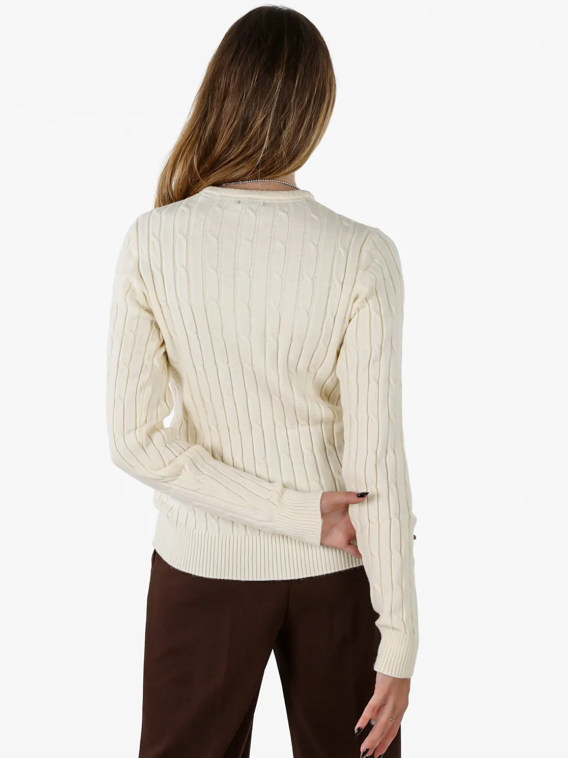 Norway Maglione girocollo da donna a trecce - panna