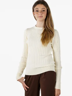 Norway Maglione girocollo da donna a trecce - panna